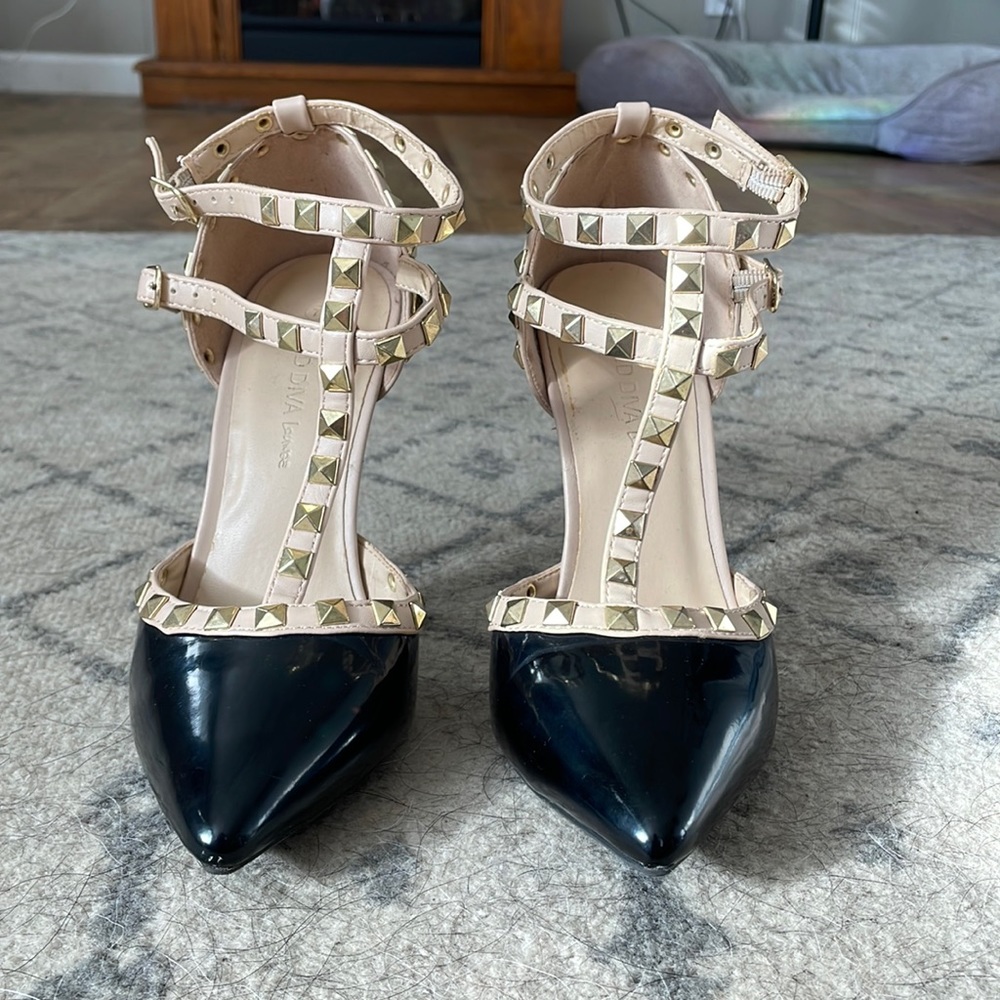 Black Studded Heels Size 7